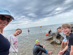 Mackinac Island swim finish